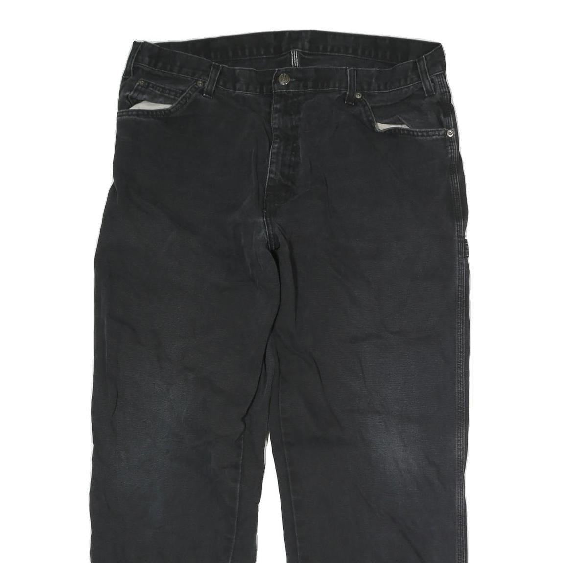 DICKIES Mens Regular Fit Blue Jeans Cotton Blend Button W38 L30 Workwear Denim