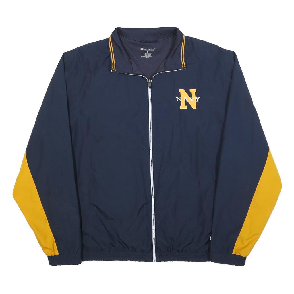 CHAMPION Mens Navy & Yellow Zip Jacket L Polyester Blend Navy Print Sportswear