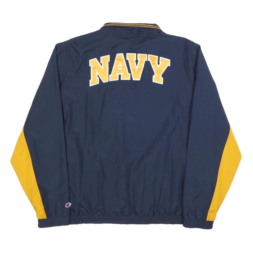 CHAMPION Mens Navy & Yellow Zip Jacket L Polyester Blend Navy Print Sportswear