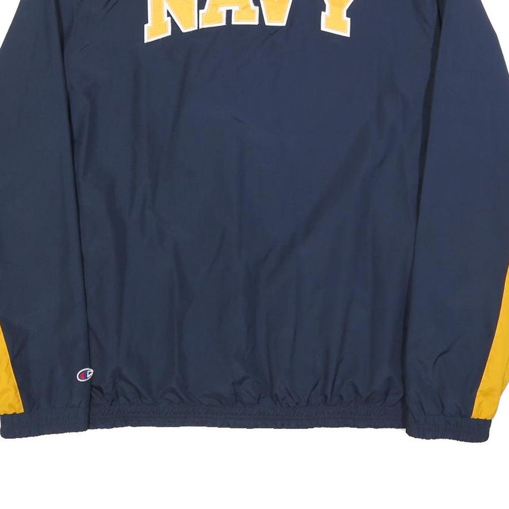 CHAMPION Mens Navy & Yellow Zip Jacket L Polyester Blend Navy Print Sportswear