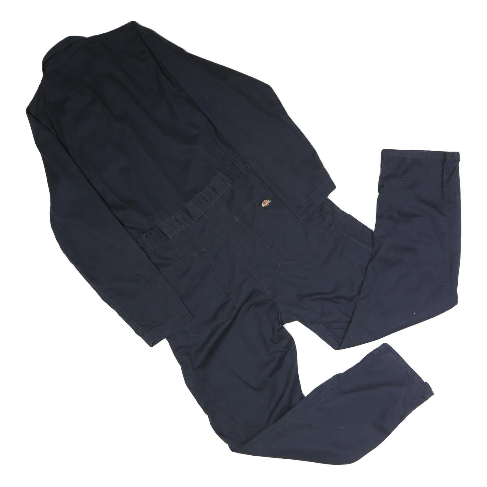 DICKIES Mens Navy Blue Dungarees Regular Cotton Blend L W36 L30 Workwear
