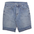Mens Blue Denim Casual Shorts L W34 Cotton Blend Classic Fit Button Closure
