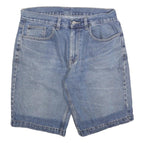 Mens Blue Denim Casual Shorts L W34 Cotton Blend Classic Fit Button Closure