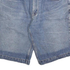Mens Blue Denim Casual Shorts L W34 Cotton Blend Classic Fit Button Closure