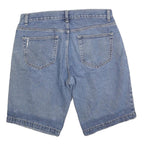 Mens Blue Denim Casual Shorts L W34 Cotton Blend Classic Fit Button Closure