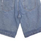 Mens Blue Denim Casual Shorts L W34 Cotton Blend Classic Fit Button Closure