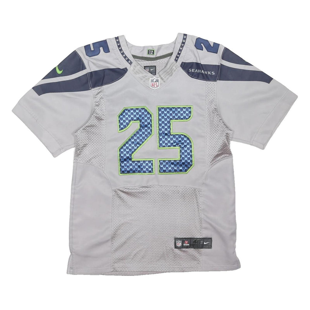 NFL Mens Grey Seahawks 25 Sherman Football Shirt M Short Sleeve V-Neck