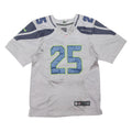 NFL Mens Grey Seahawks 25 Sherman Football Shirt M Short Sleeve V-Neck