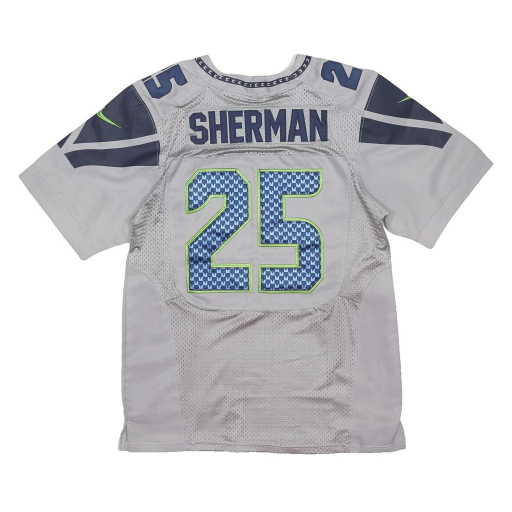 NFL Mens Grey Seahawks 25 Sherman Football Shirt M Short Sleeve V-Neck
