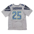 NFL Mens Grey Seahawks 25 Sherman Football Shirt M Short Sleeve V-Neck