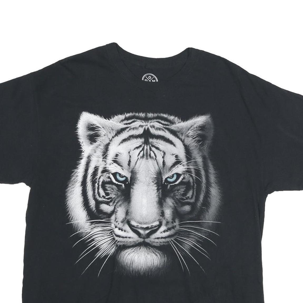 DOM Mens Black XL Cotton Graphic T-Shirt Short Sleeve Crew Neck Tiger Print