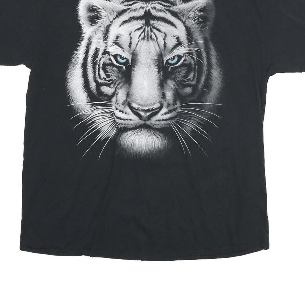 DOM Mens Black XL Cotton Graphic T-Shirt Short Sleeve Crew Neck Tiger Print