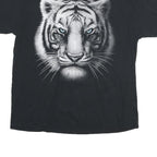 DOM Mens Black XL Cotton Graphic T-Shirt Short Sleeve Crew Neck Tiger Print