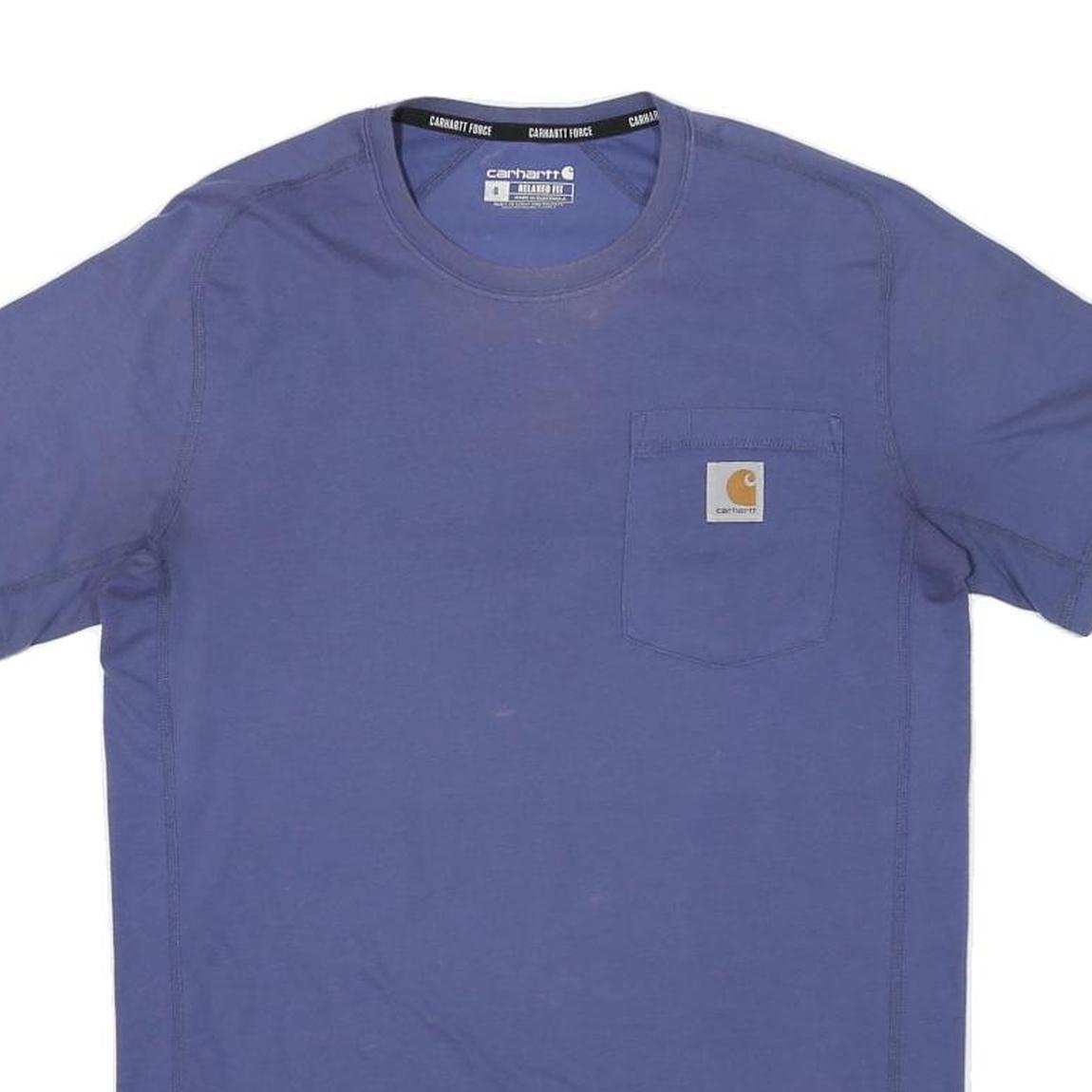 CARHARTT Mens Blue Pocket T-Shirt S Short Sleeve Crew Neck Workwear Logo