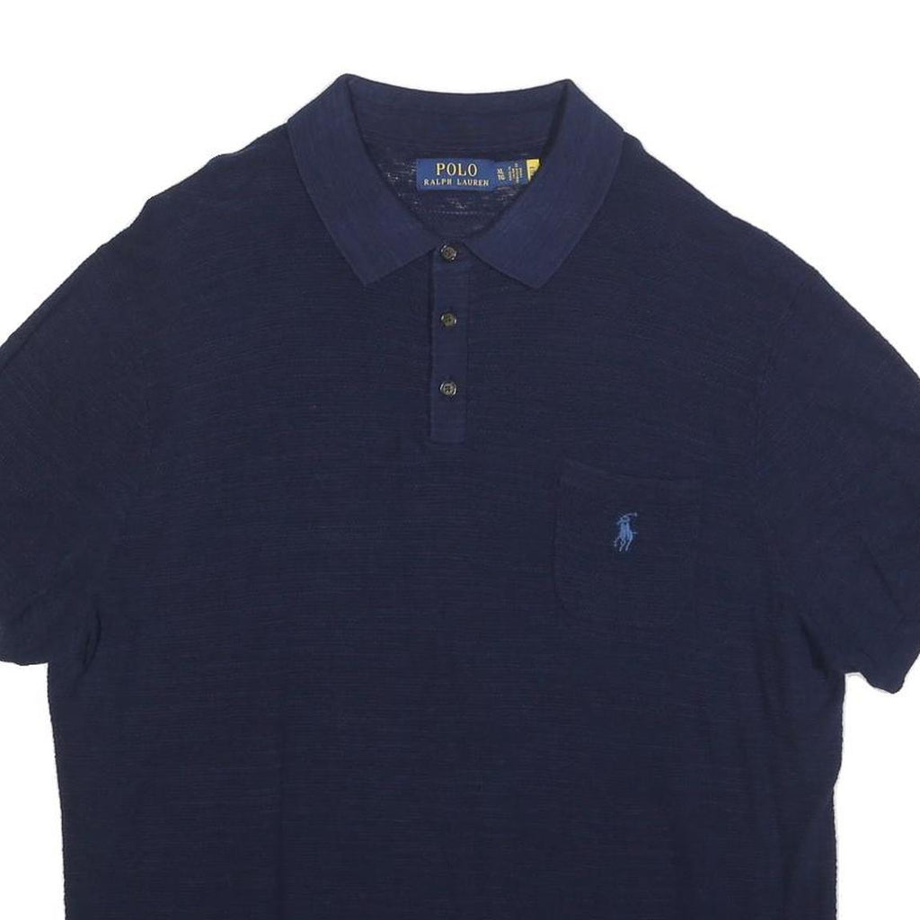 POLO RALPH LAUREN Mens Blue Polo Shirt XL Cotton Blend Short Sleeve Classic Fit