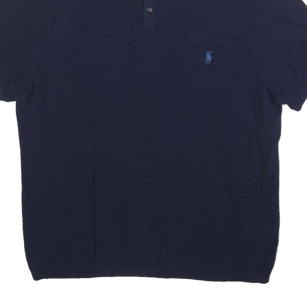 POLO RALPH LAUREN Mens Blue Polo Shirt XL Cotton Blend Short Sleeve Classic Fit