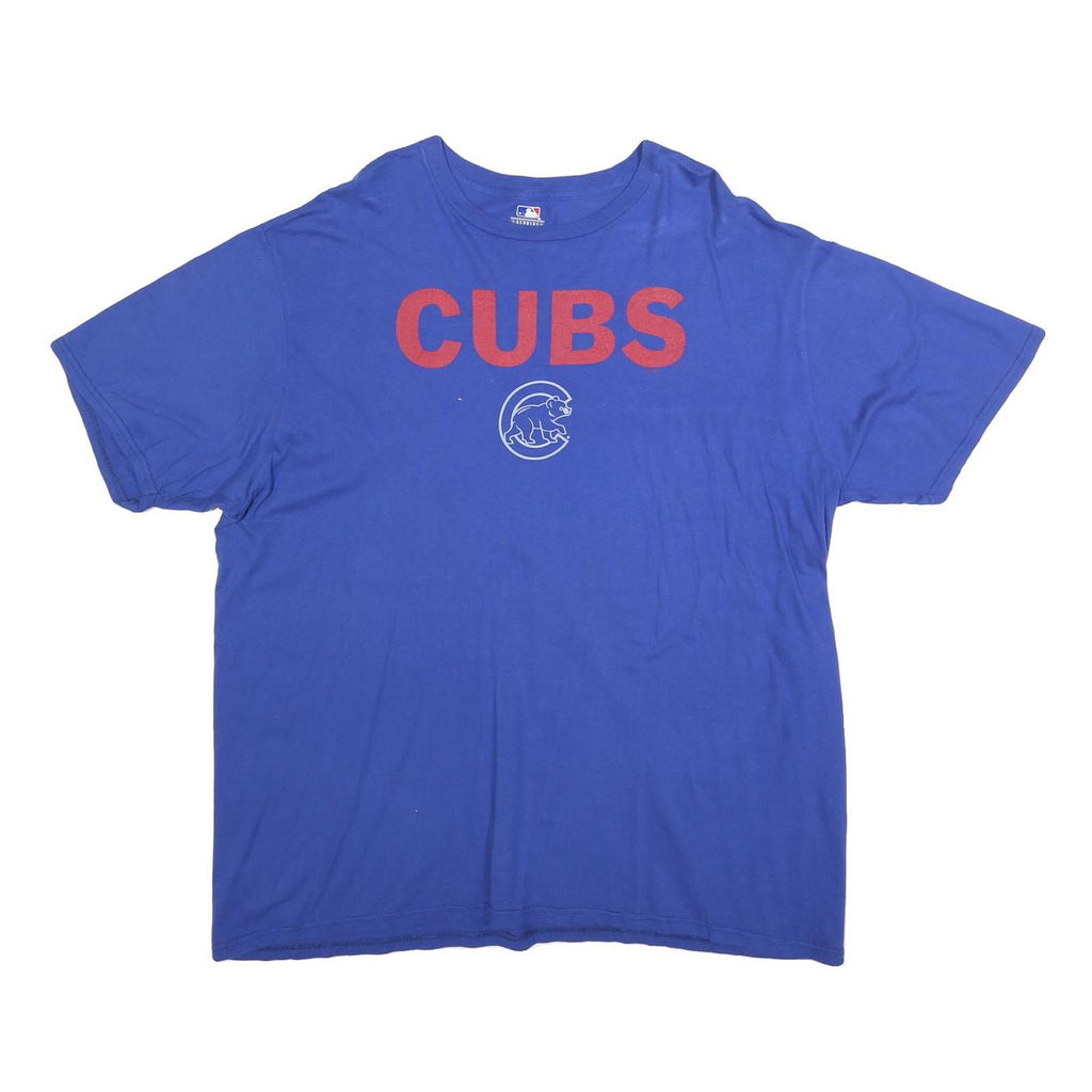 MLB Mens Blue Cubs Graphic T-Shirt 2XL Short Sleeve Crew Neck Cotton Blend