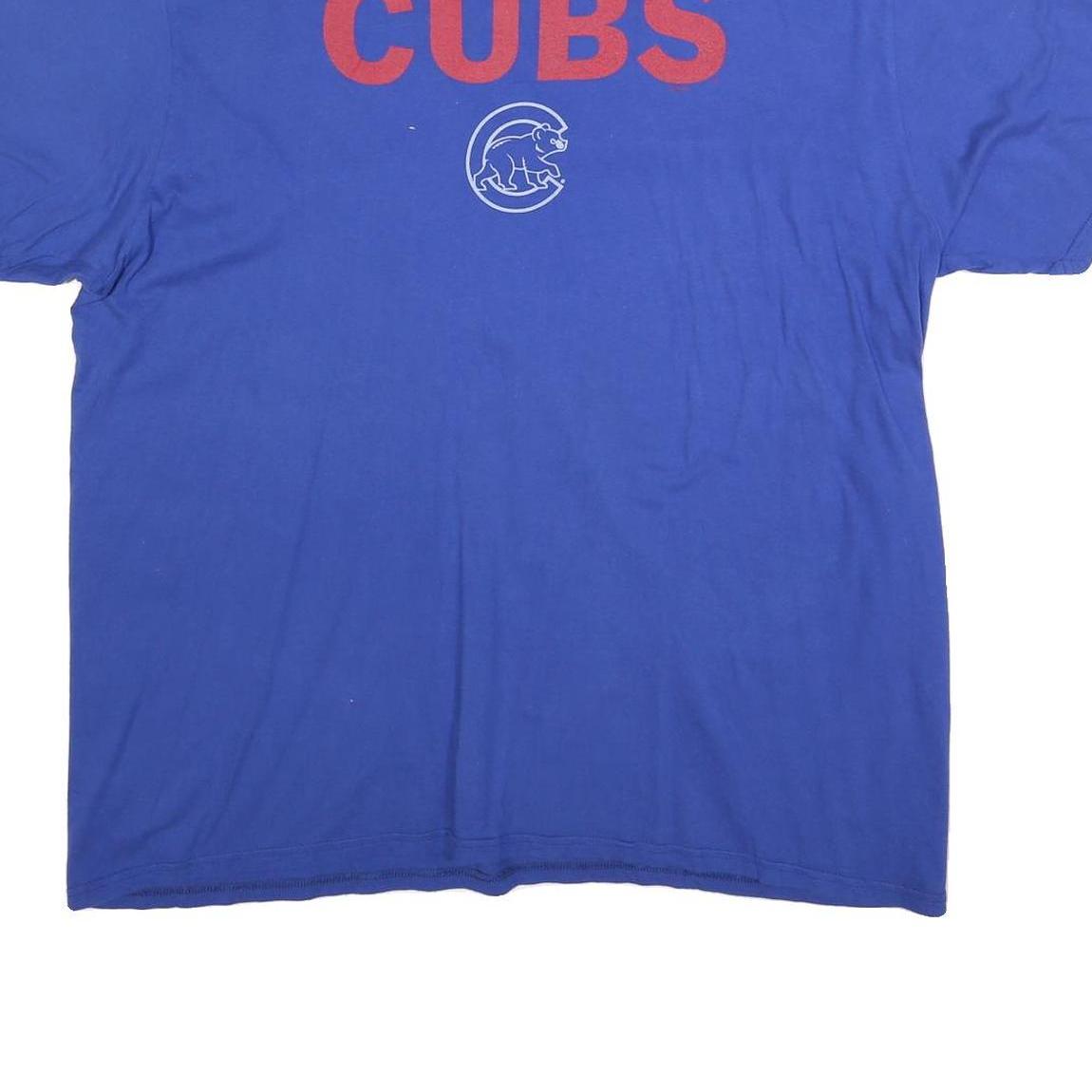 MLB Mens Blue Cubs Graphic T-Shirt 2XL Short Sleeve Crew Neck Cotton Blend