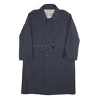 Mens Navy Blue Classic Cotton Button Jacket L Plain Long Sleeve Casual Smart