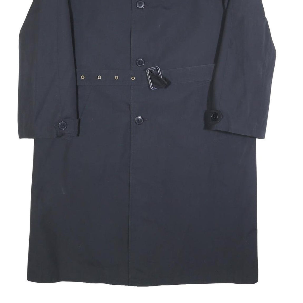 Mens Navy Blue Classic Cotton Button Jacket L Plain Long Sleeve Casual Smart