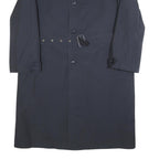 Mens Navy Blue Classic Cotton Button Jacket L Plain Long Sleeve Casual Smart