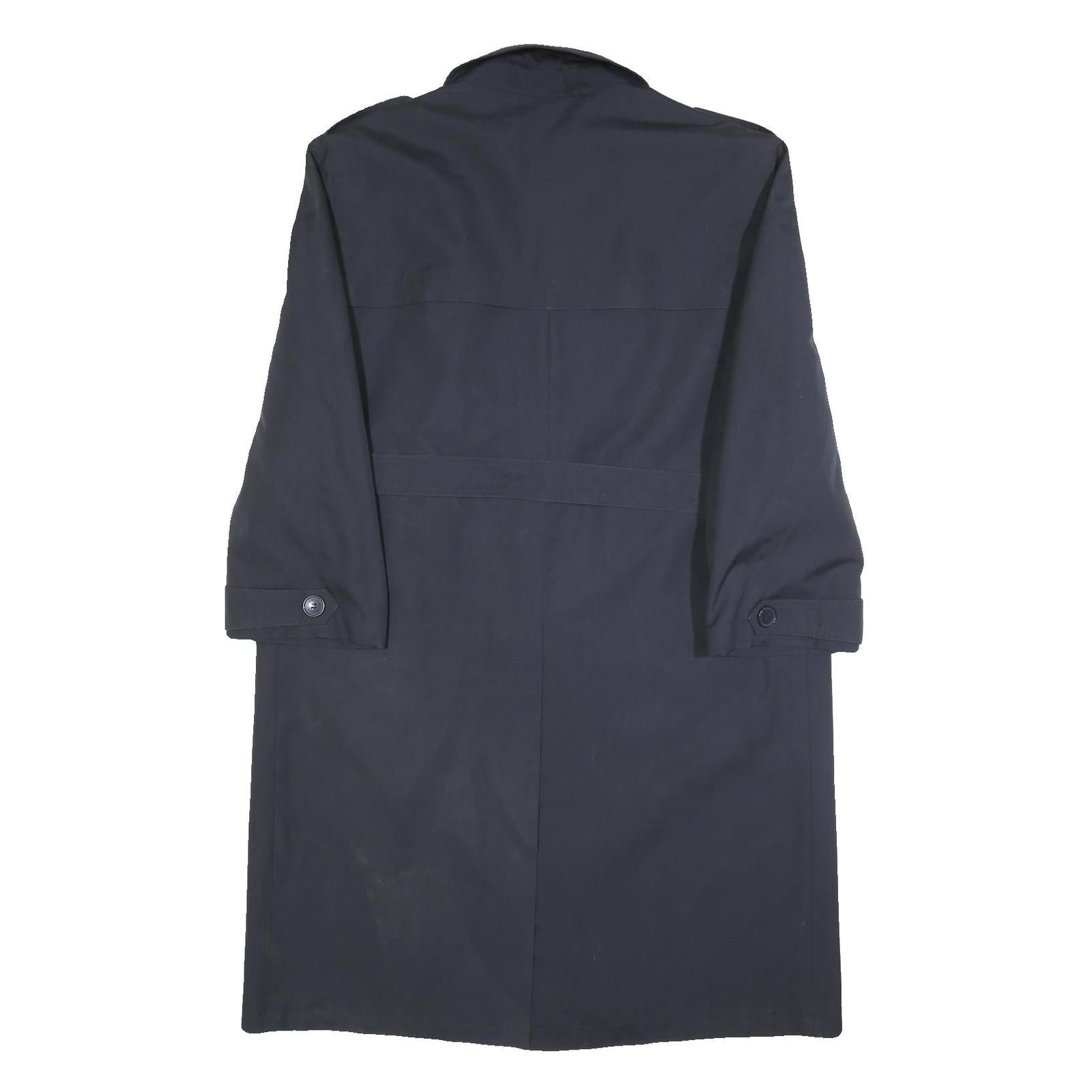 Mens Navy Blue Classic Cotton Button Jacket L Plain Long Sleeve Casual Smart