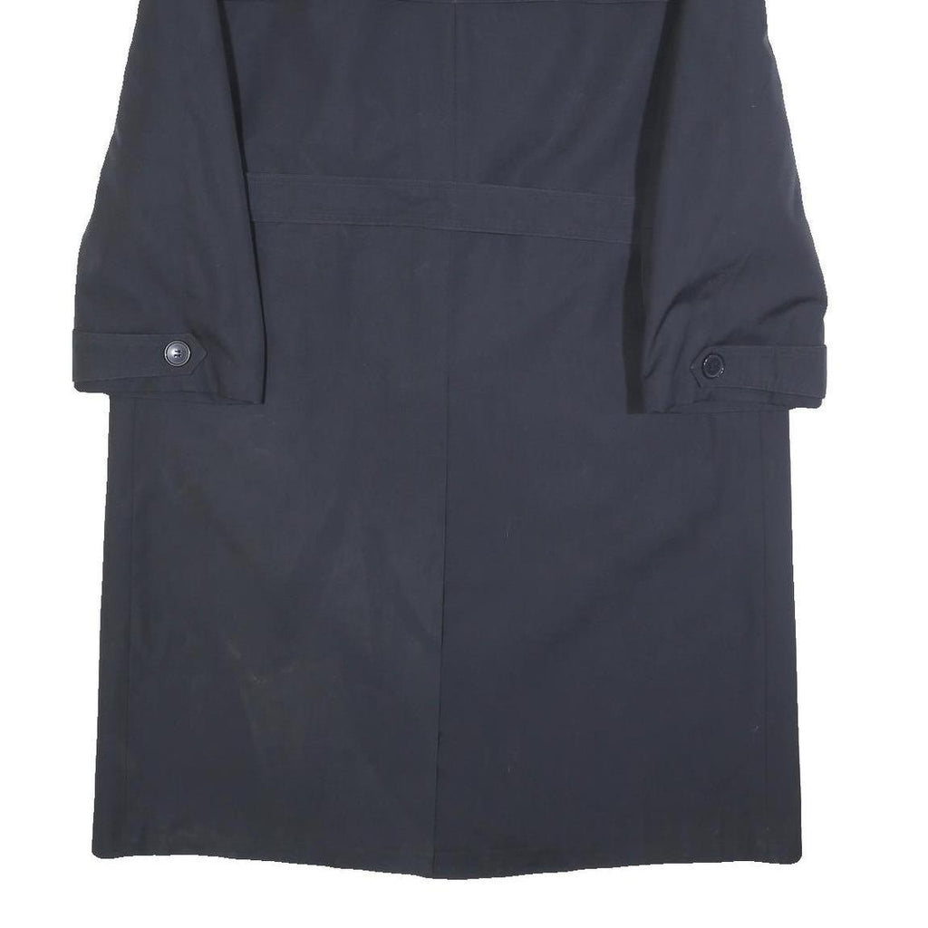 Mens Navy Blue Classic Cotton Button Jacket L Plain Long Sleeve Casual Smart