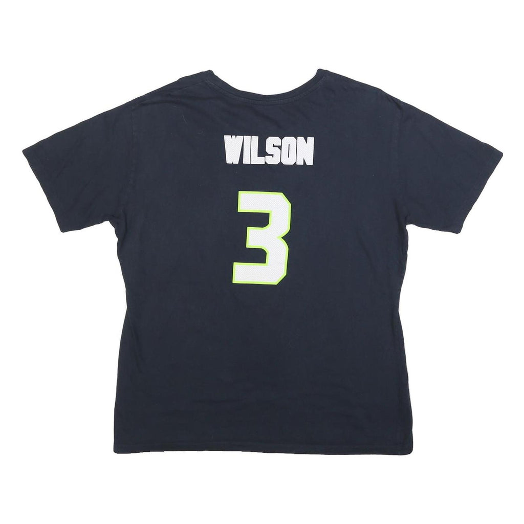 MAJESTIC Womens Blue Seattle Seahawks Wilson Graphic T-Shirt M Short Sleeve Crew