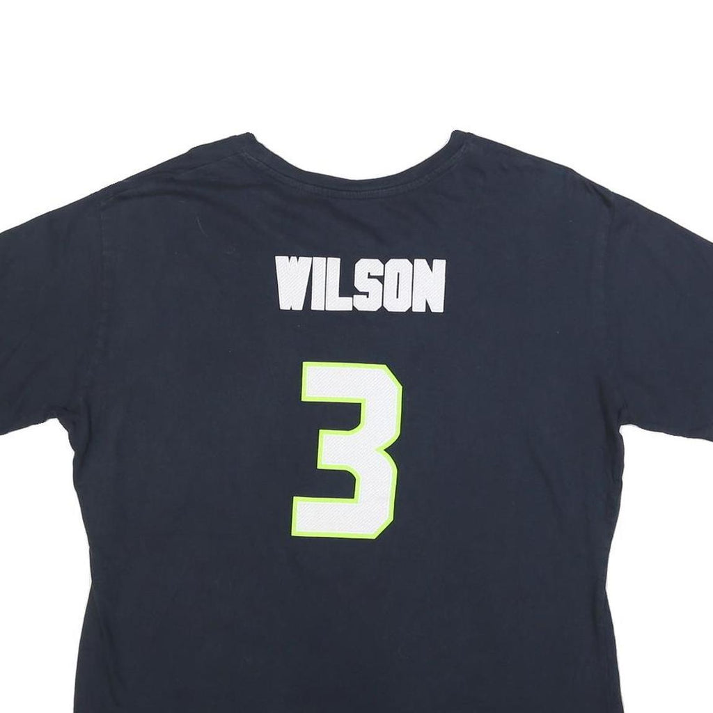 MAJESTIC Womens Blue Seattle Seahawks Wilson Graphic T-Shirt M Short Sleeve Crew