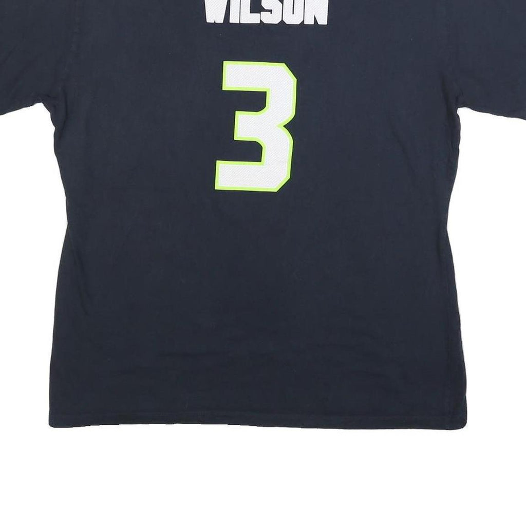 MAJESTIC Womens Blue Seattle Seahawks Wilson Graphic T-Shirt M Short Sleeve Crew