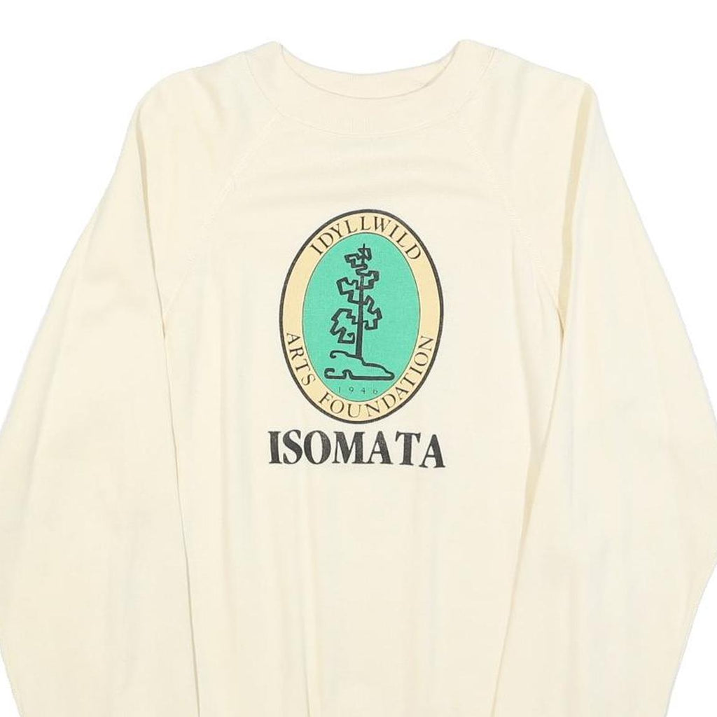 HANES Womens Cream Isomata Sweatshirt Crew Neck M Casual Cotton Pullover