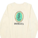 HANES Womens Cream Isomata Sweatshirt Crew Neck M Casual Cotton Pullover