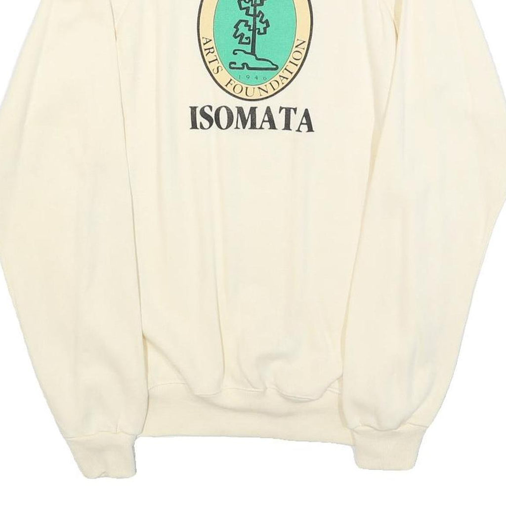 HANES Womens Cream Isomata Sweatshirt Crew Neck M Casual Cotton Pullover