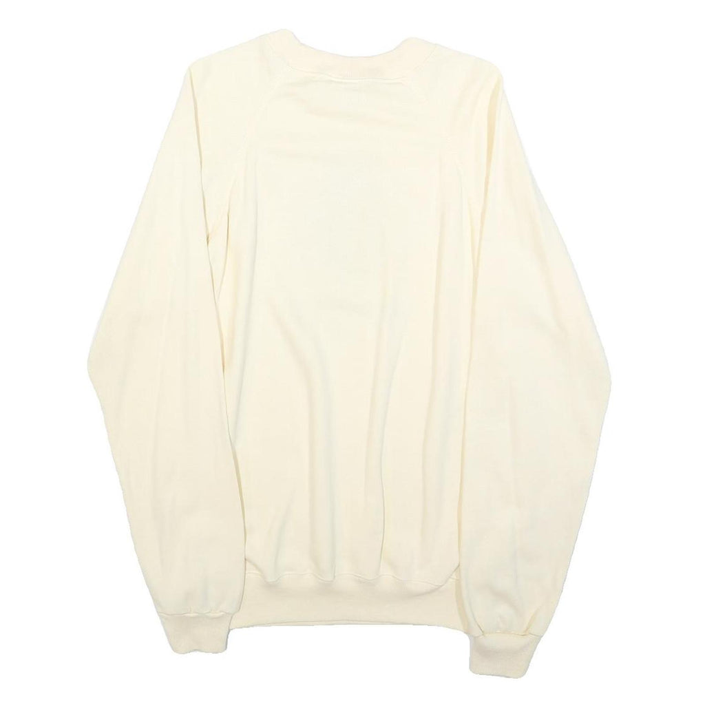 HANES Womens Cream Isomata Sweatshirt Crew Neck M Casual Cotton Pullover
