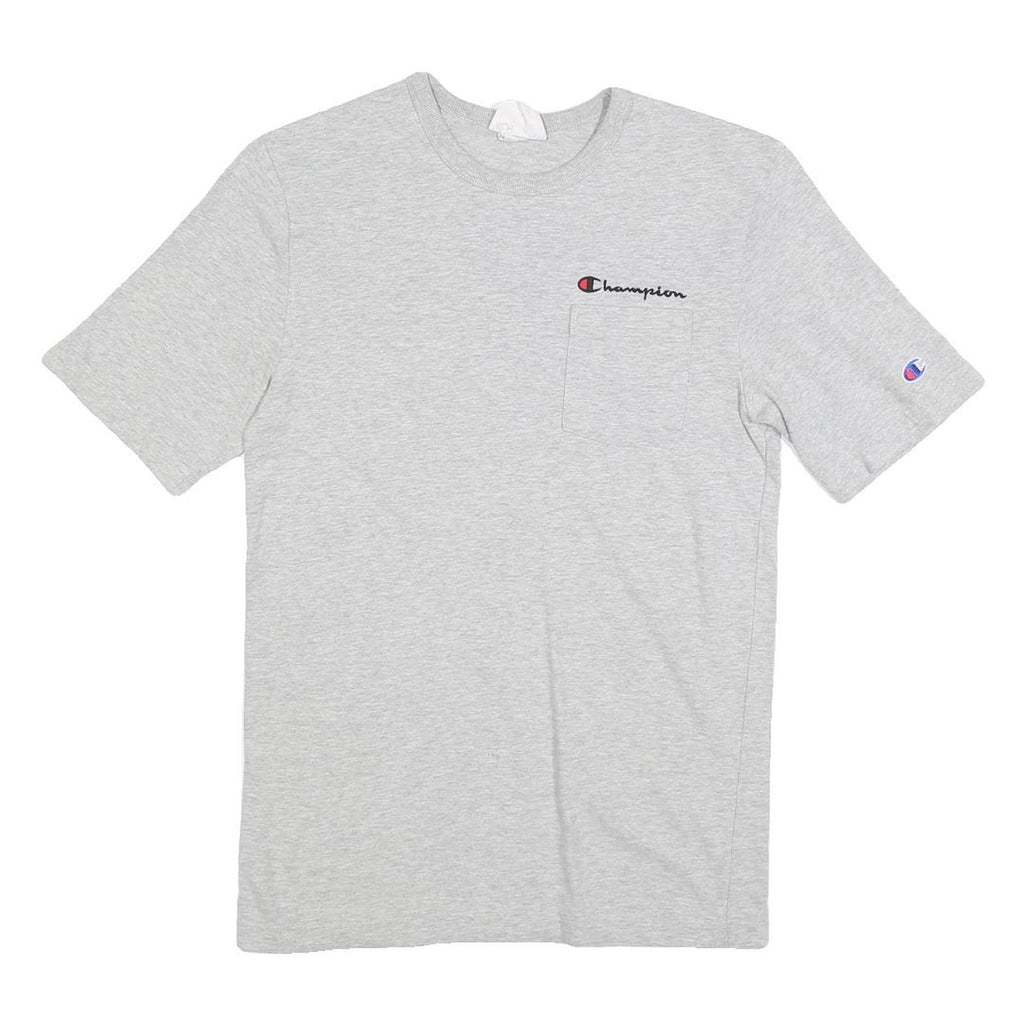 CHAMPION Mens Grey S T-Shirt Short Sleeve Crew Neck Cotton Blend Classic Logo