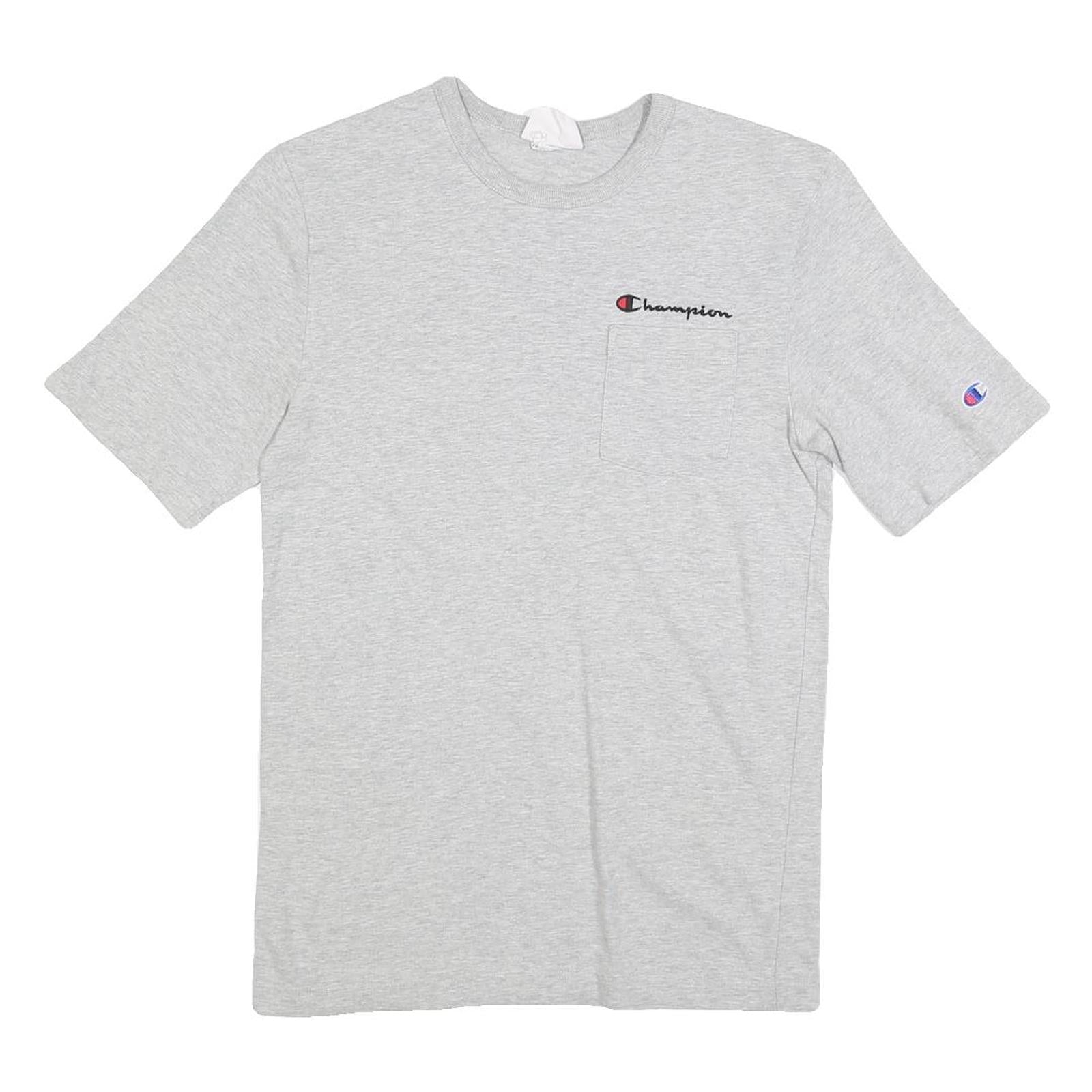 CHAMPION Mens Grey S T-Shirt Short Sleeve Crew Neck Cotton Blend Classic Logo