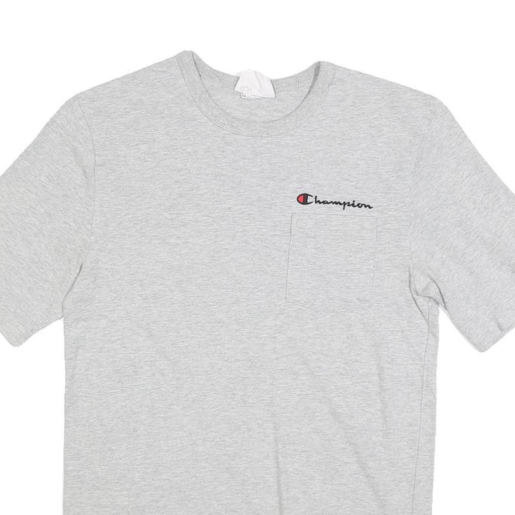 CHAMPION Mens Grey S T-Shirt Short Sleeve Crew Neck Cotton Blend Classic Logo