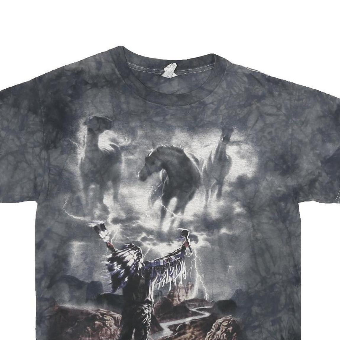 DELTA Mens Black Tie Dye Graphic T-Shirt M Short Sleeve Crew Neck Cotton