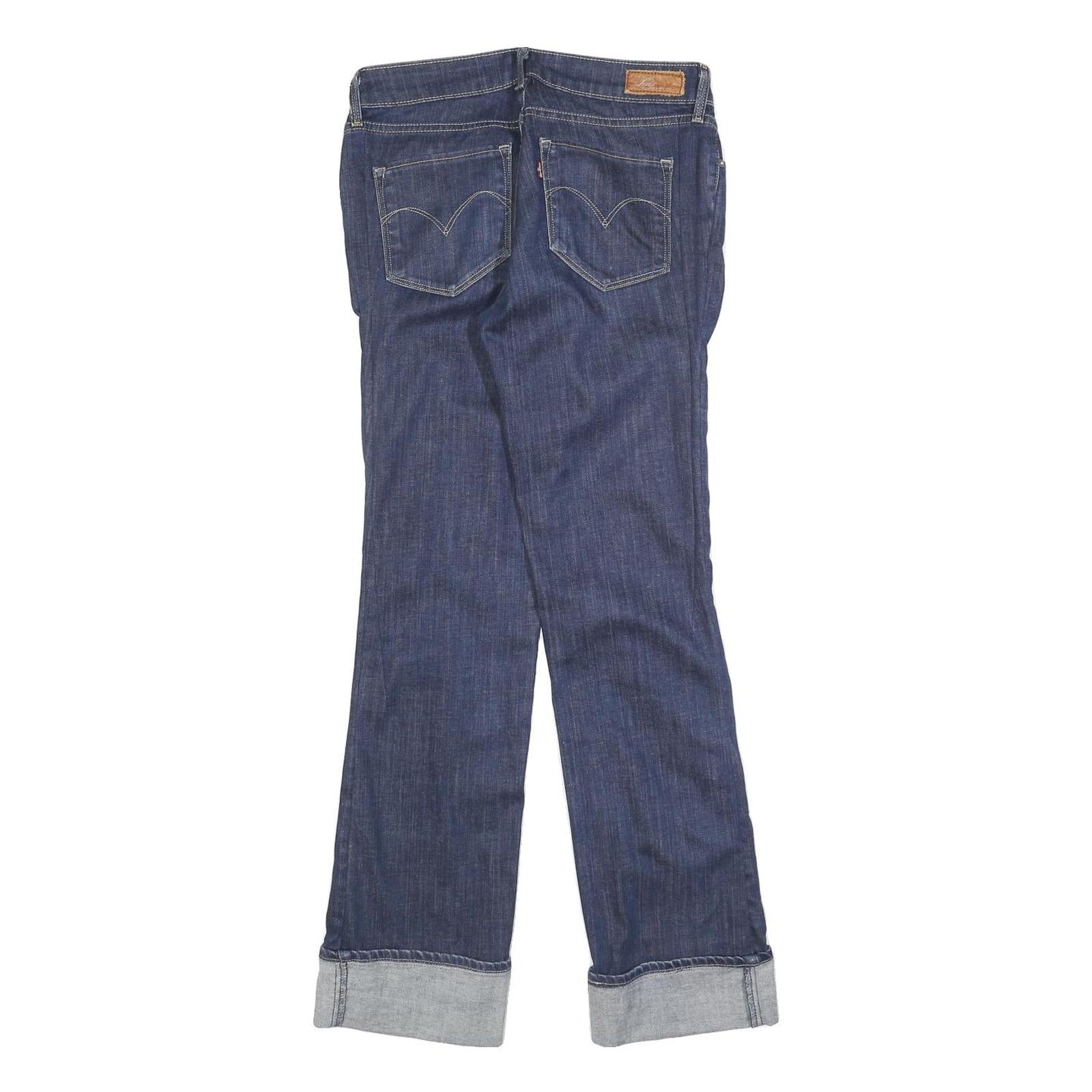 LEVI'S Womens Regular Blue Denim Rinse Fit Straight Leg Jeans W28 L30 Cuffed