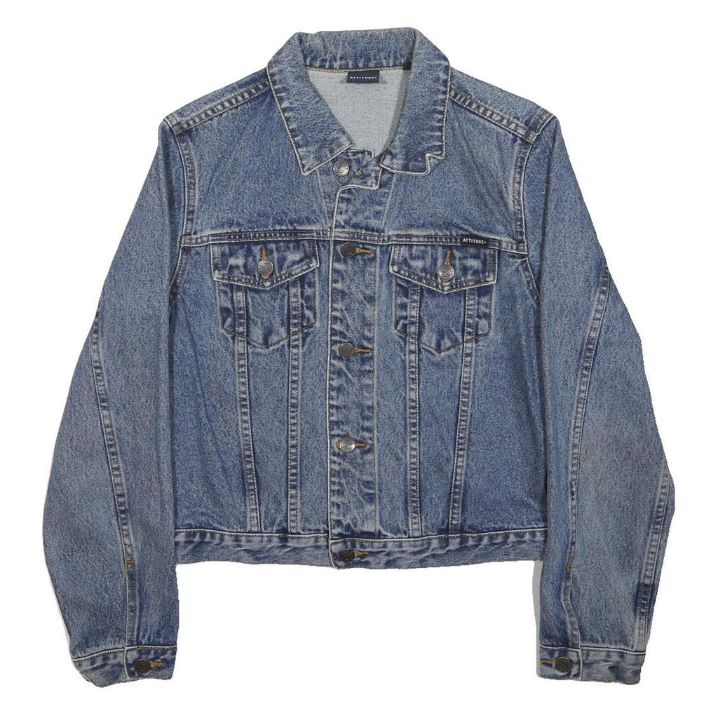 ATTITUDE Womens Blue Denim Jacket S Denim Button Casual Outerwear