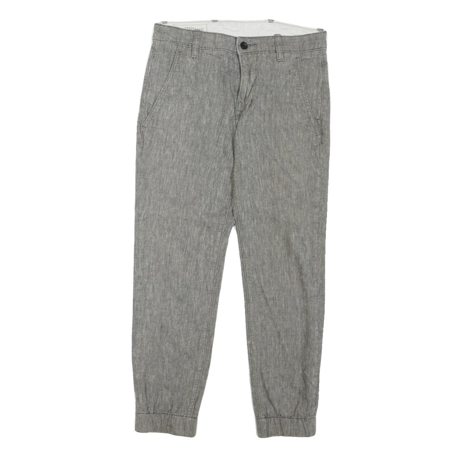 LEVI'S Womens Grey Cotton Blend Regular Fit Tapered Leg Trousers W30 L25 Casual