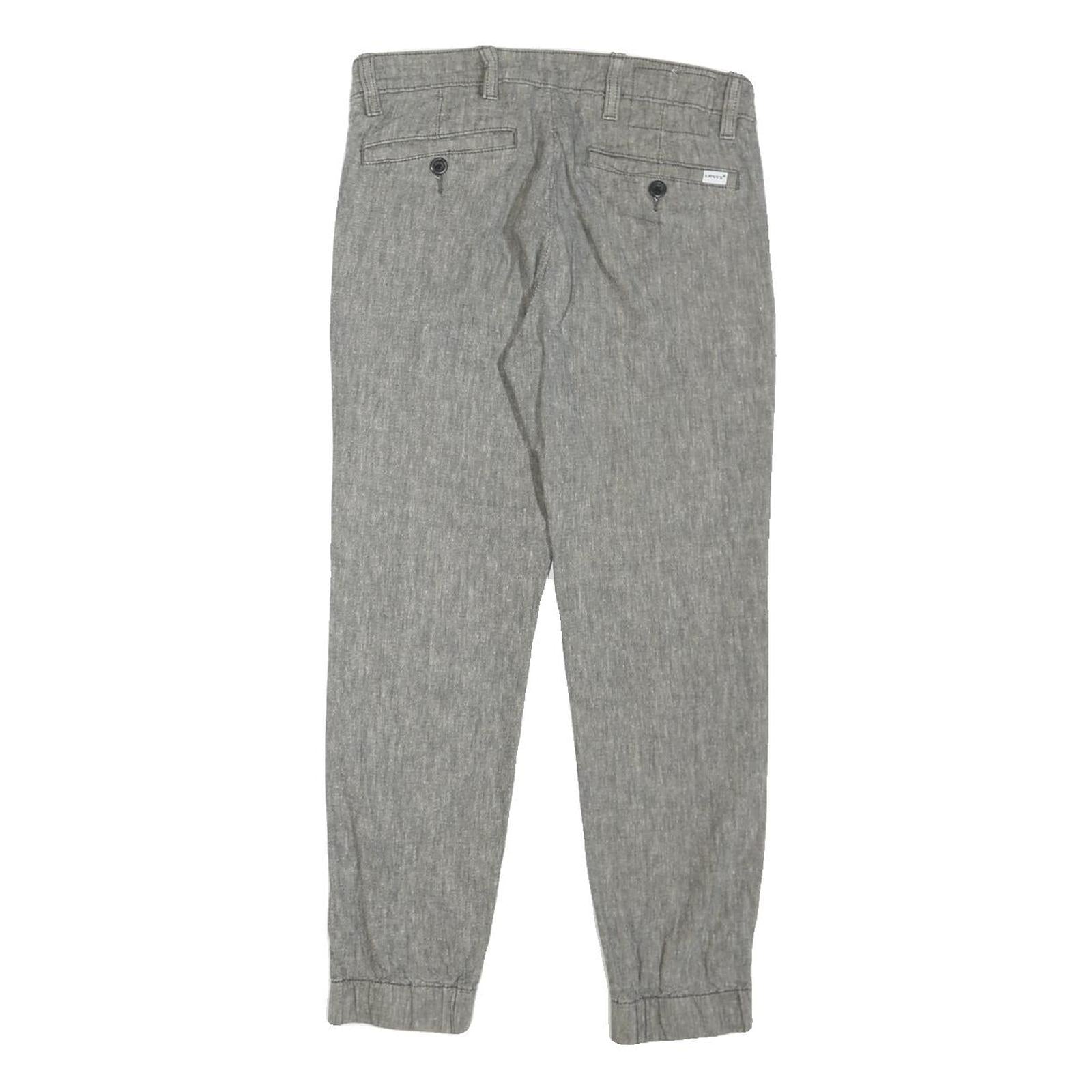 LEVI'S Womens Grey Cotton Blend Regular Fit Tapered Leg Trousers W30 L25 Casual
