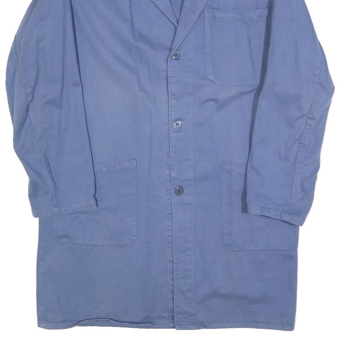 PECHEUR Mens Blue Cotton Button Jacket M Plain Classic Workwear Casual