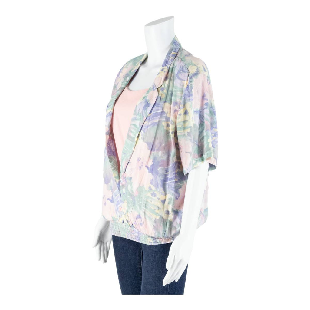 ALFRED DUNNER Womens Blouse Purple Collared Floral L