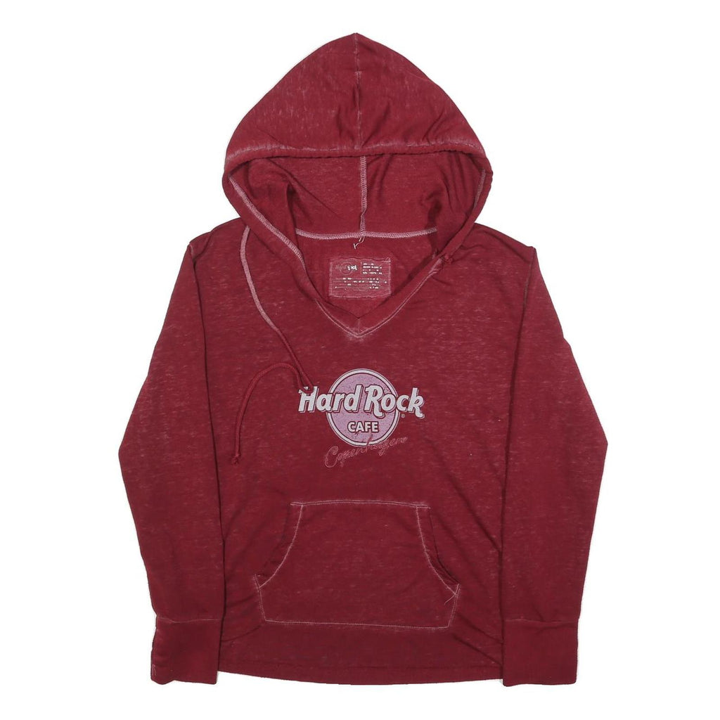 HARD ROCK CAFE Womens Red Hoodie M Cotton Blend Pullover Casual
