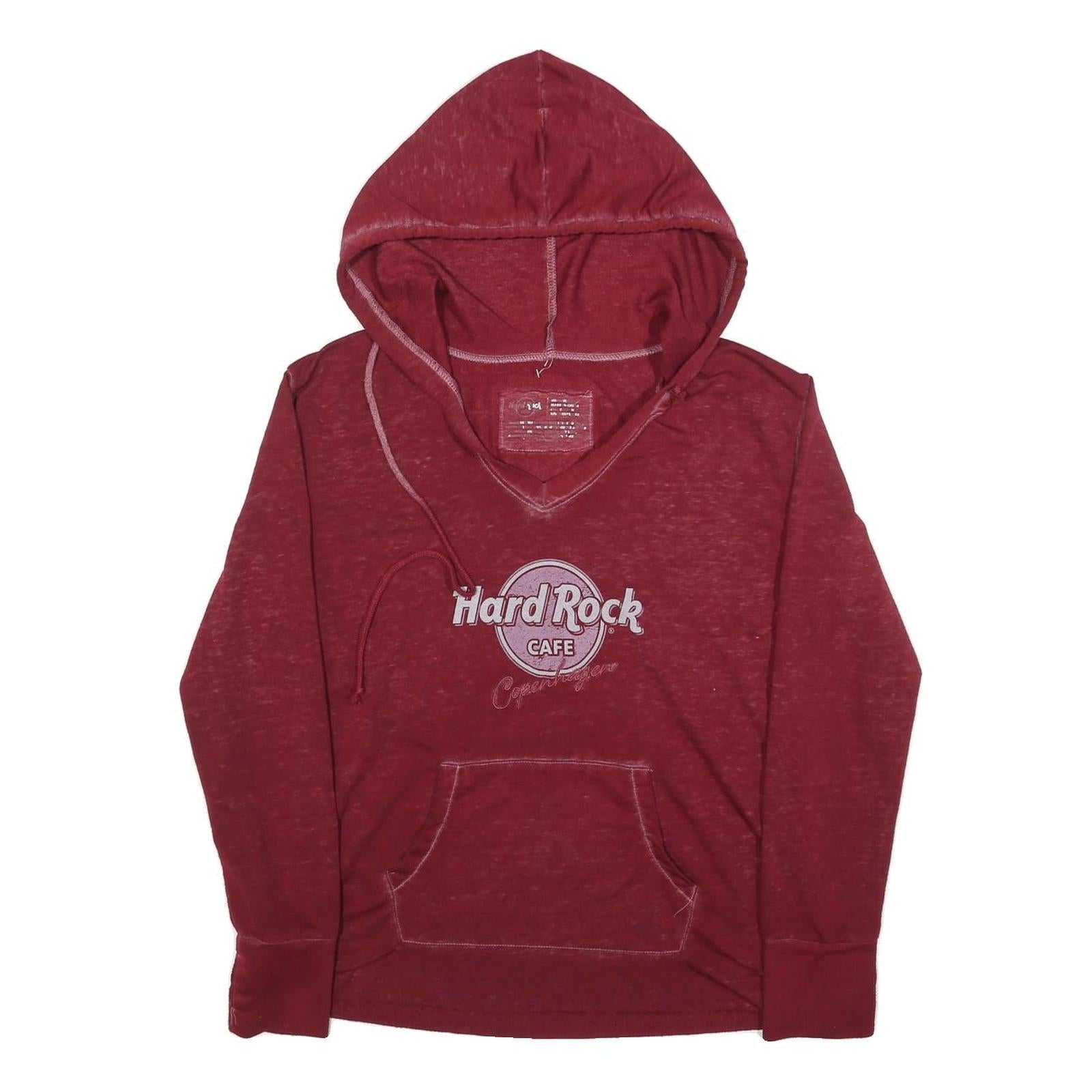 HARD ROCK CAFE Womens Red Hoodie M Cotton Blend Pullover Casual