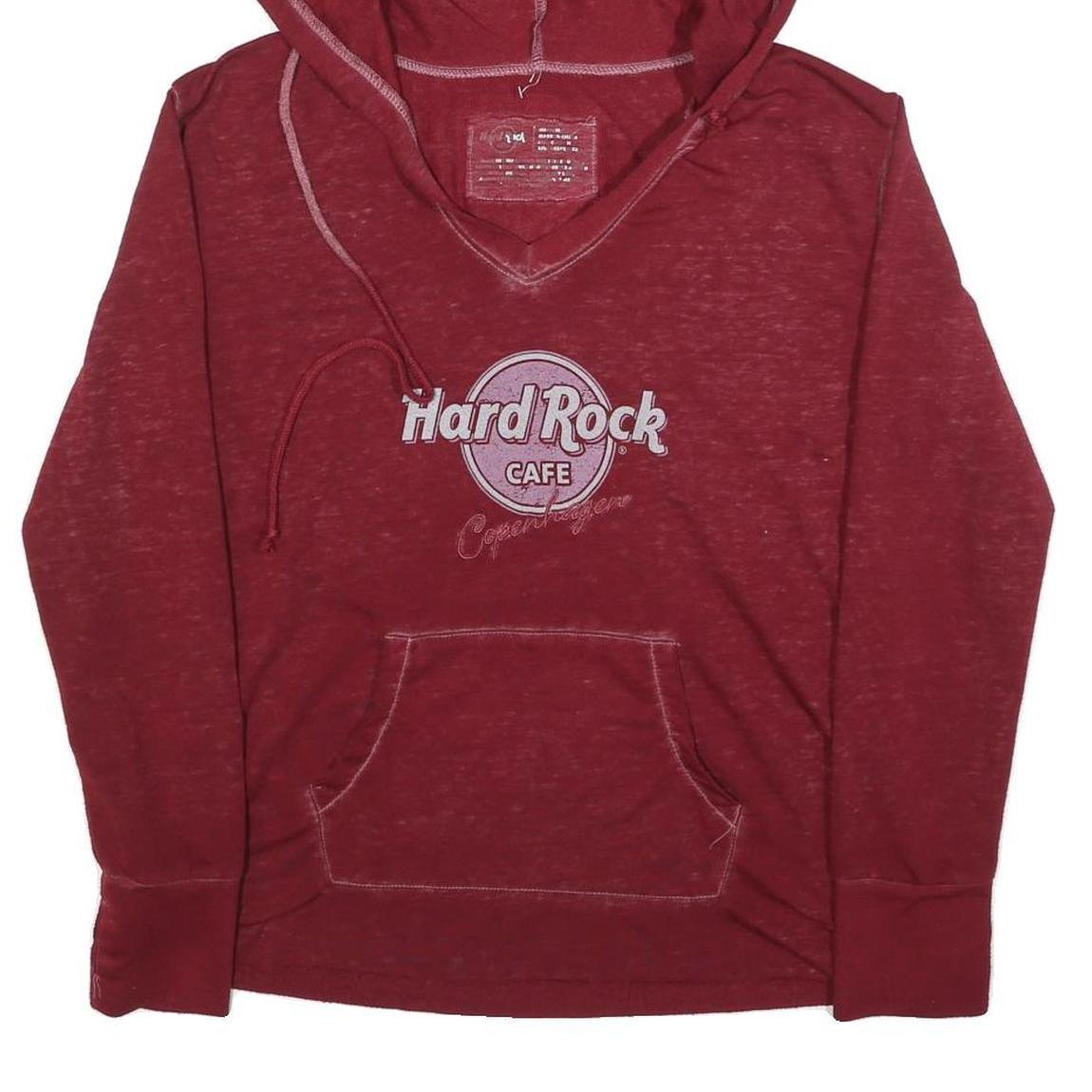 HARD ROCK CAFE Womens Red Hoodie M Cotton Blend Pullover Casual