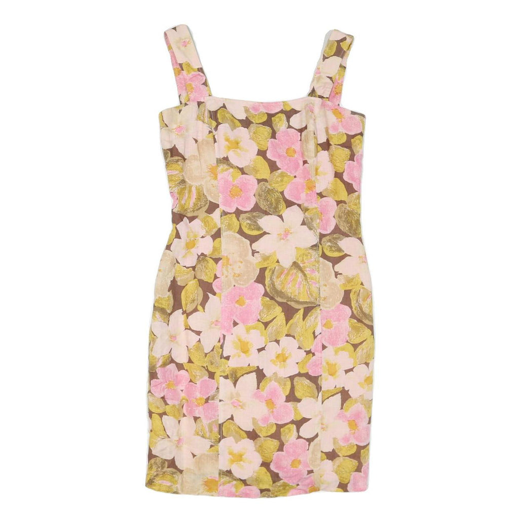 HANAE MORIS PARIS Womens Brown & Pink Floral Cotton Blend Mini Dress M Summer