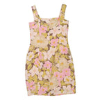 HANAE MORIS PARIS Womens Brown & Pink Floral Cotton Blend Mini Dress M Summer