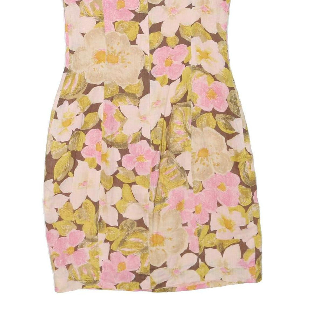 HANAE MORIS PARIS Womens Brown & Pink Floral Cotton Blend Mini Dress M Summer